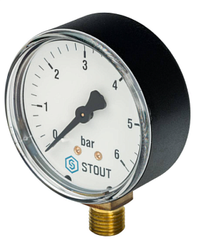 Манометр рад. корпус Dn 63мм 1/4" 0...6 бар STOUT